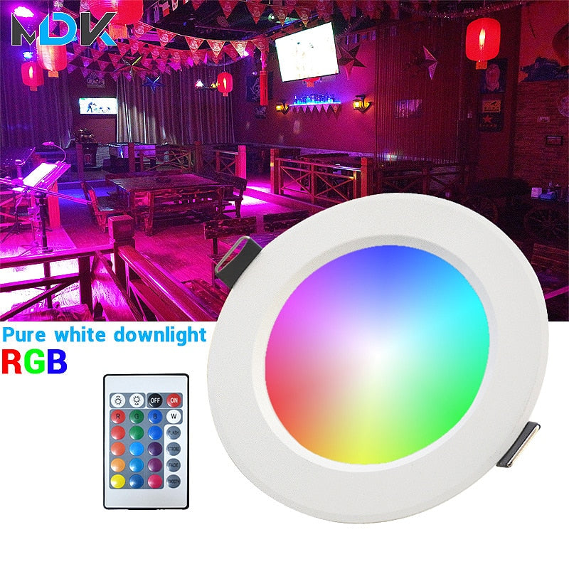 LED RGB Downlight Remote Control Dimming Round Spot Light 7W 9W RGB Color Changing Warm Cool Light