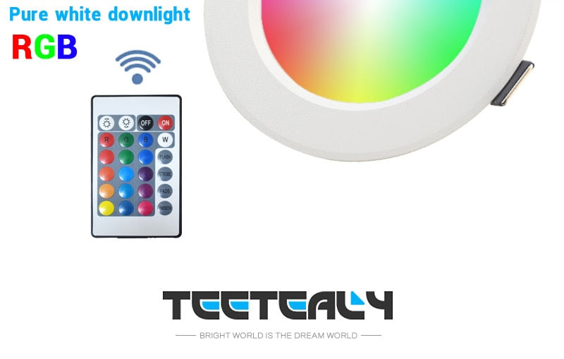 LED RGB Downlight Remote Control Dimming Round Spot Light 7W 9W RGB Color Changing Warm Cool Light