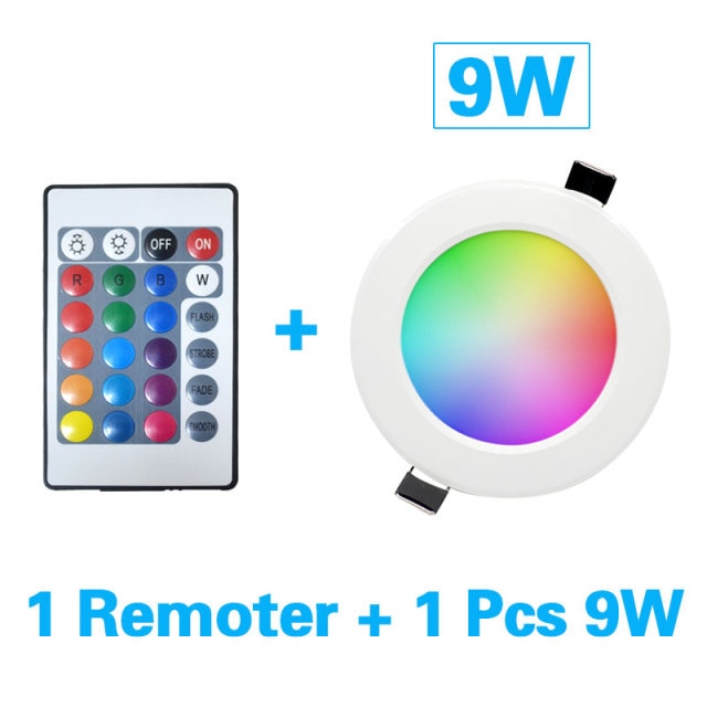 LED RGB Downlight Remote Control Dimming Round Spot Light 7W 9W RGB Color Changing Warm Cool Light