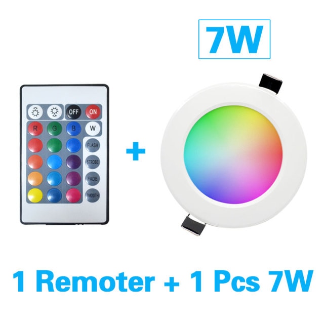 LED RGB Downlight Remote Control Dimming Round Spot Light 7W 9W RGB Color Changing Warm Cool Light