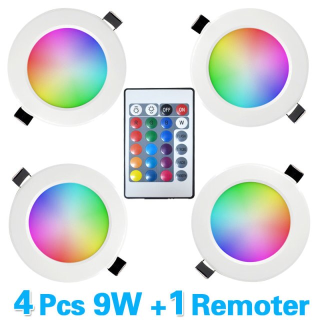 LED RGB Downlight Remote Control Dimming Round Spot Light 7W 9W RGB Color Changing Warm Cool Light