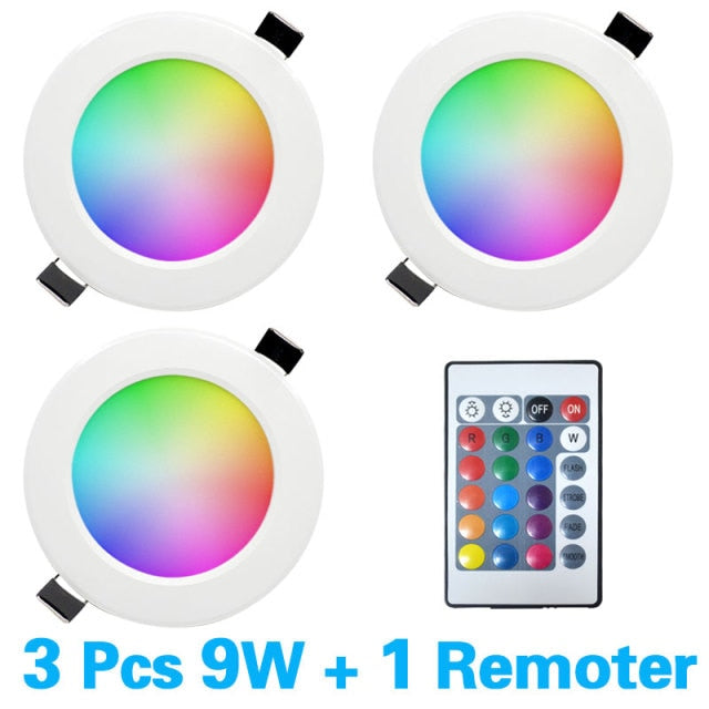 LED RGB Downlight Remote Control Dimming Round Spot Light 7W 9W RGB Color Changing Warm Cool Light