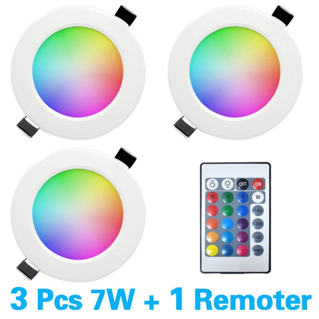 LED RGB Downlight Remote Control Dimming Round Spot Light 7W 9W RGB Color Changing Warm Cool Light