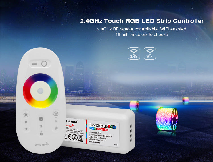 FUT025 Miboxer DC12-24V 2.4G Wireless Touch screen led RGB controller 18A RF remote control for led RGB strip/bulb/downlight/tap