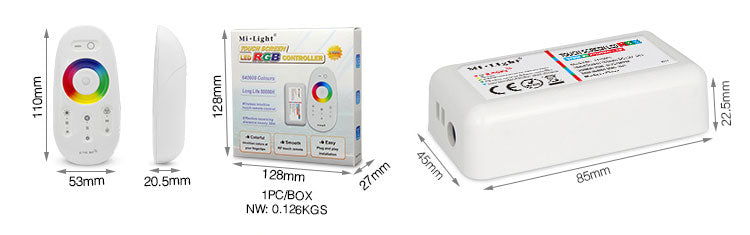 FUT025 Miboxer DC12-24V 2.4G Wireless Touch screen led RGB controller 18A RF remote control for led RGB strip/bulb/downlight/tap