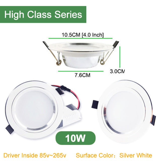 Kaguyahime 1pc/4pcs 3W-15W LED Downlight 220V 110V Round LED Recessed Spot LED Lamp Panel Light Aluminum Surface For Ceiling 10W