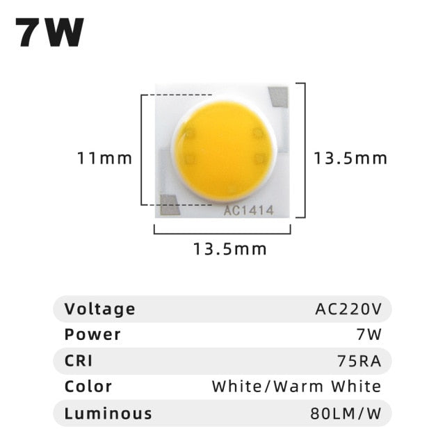 LED Chips AC1414 AC1917 2pcs/ lot 3W 5W 7W 9W 12W 15W 20W 30W AC220V COB Surface Light Source LED Beads For Spotlight Downlight