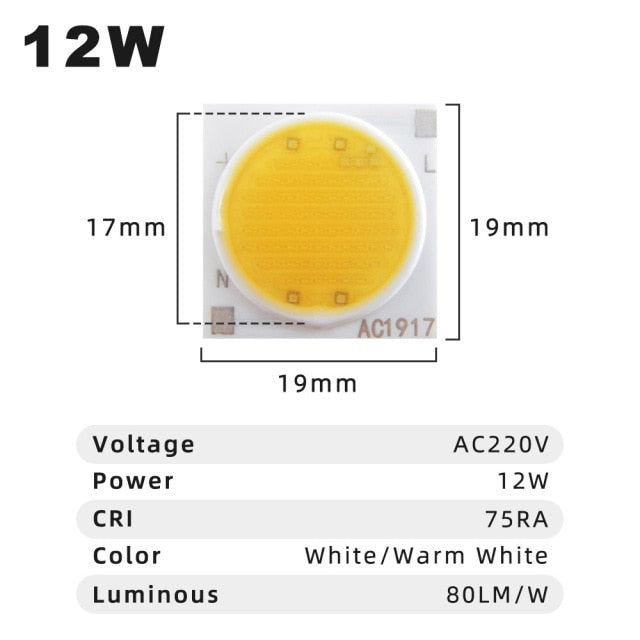 LED Chips AC1414 AC1917 2pcs/ lot 3W 5W 7W 9W 12W 15W 20W 30W AC220V COB Surface Light Source LED Beads For Spotlight Downlight