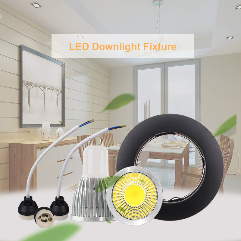 White GU10 MR16 Recessed ceiling spotlight Downlight base socket IP20 Not adjustable Diameter 80mm mounting diameter 60mm