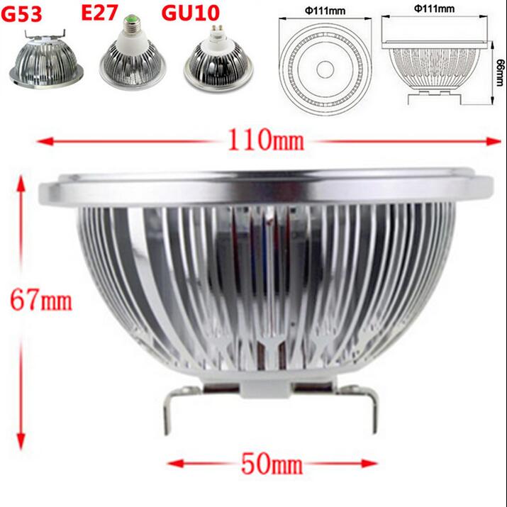 Dimmable LED AR111 lamp 12w GU10 led AR111 downlight ES111 LED spotlight AC85-265V