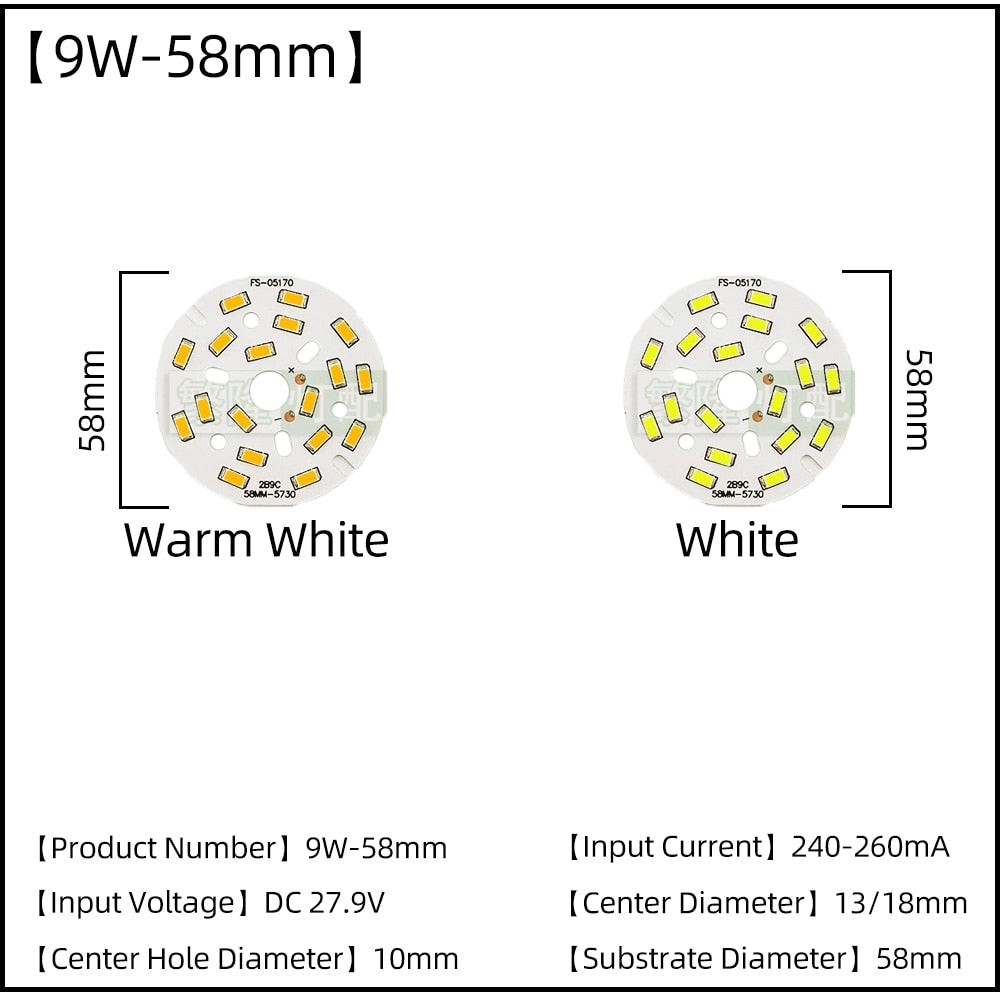 5pcs/Lot 3W 5W 7W 9W SMD5730 LED Chips 240mA 260mA Constant Current Input Light Bead For White/Warm DIY Downlight