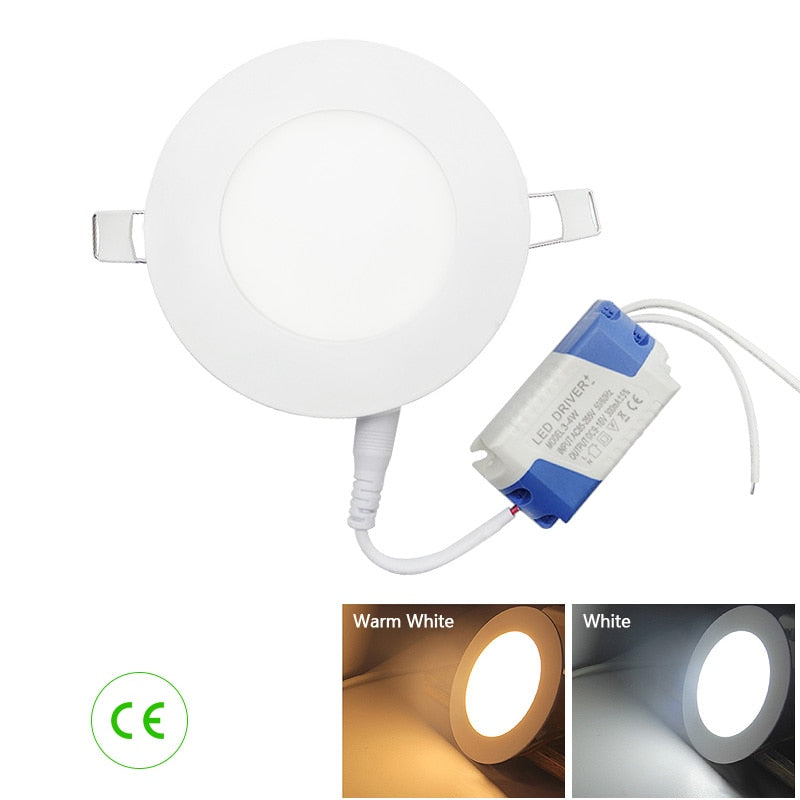 Ultra Thin LED Panel Downlight 3W 6W 9W 12W 15W 18W Round/ Square LED Ceiling Recessed Light AC85-265V LED Panel dimmable lamps