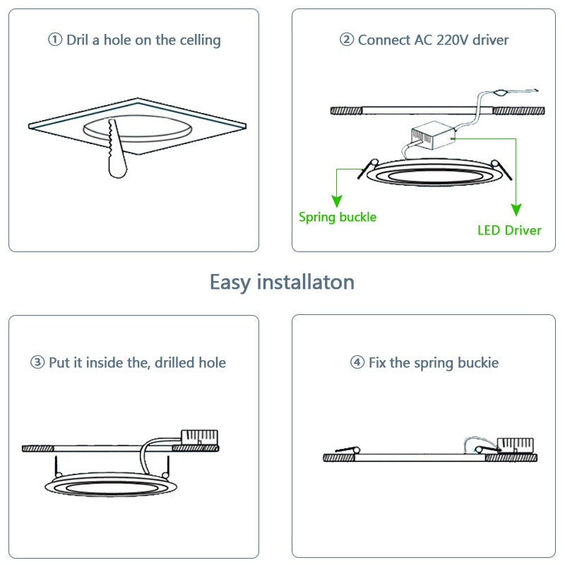 Ultra Thin LED Panel Downlight 3W 6W 9W 12W 15W 18W Round/ Square LED Ceiling Recessed Light AC85-265V LED Panel dimmable lamps