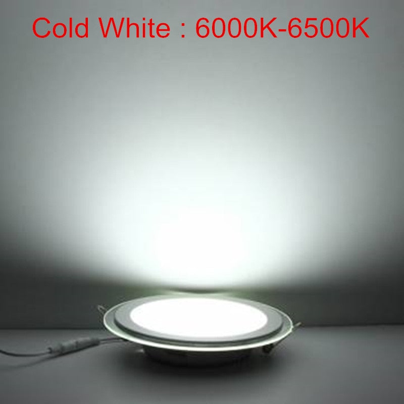 Dimmable LED DownLight Round/Square Glass Panel Downlight 6W 12W 18W Recessed Ceiling Lights Spot Light Lamps AC85-265V