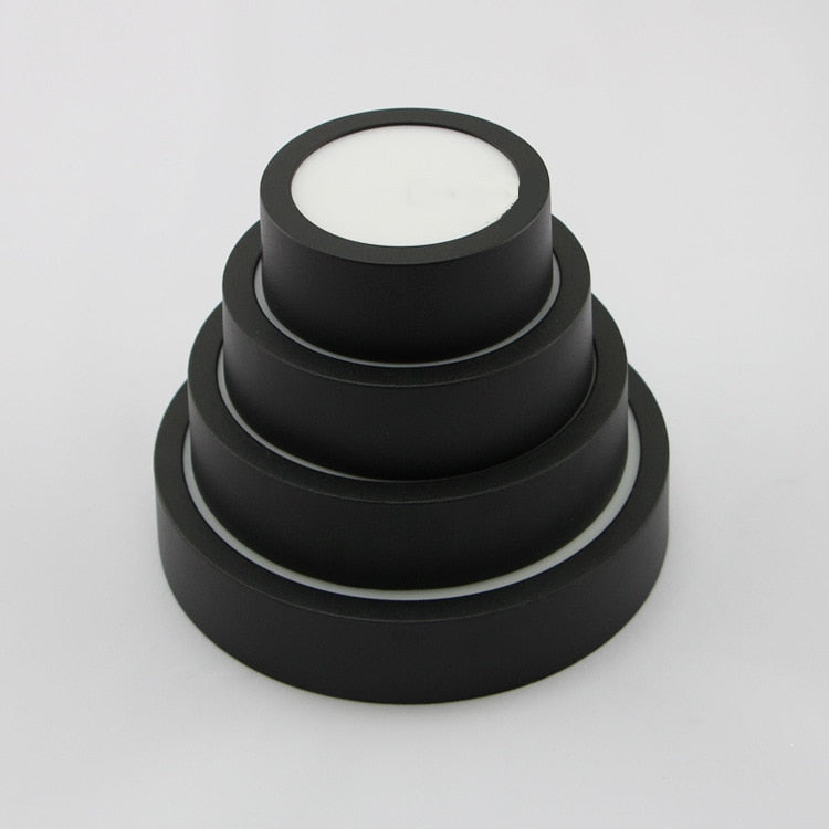 LED Panel Light 1pcs black 6W 9w 12W 18W 24w Surface Mounted LED Ceiling Lights AC85-265V Round Square LED Downlight