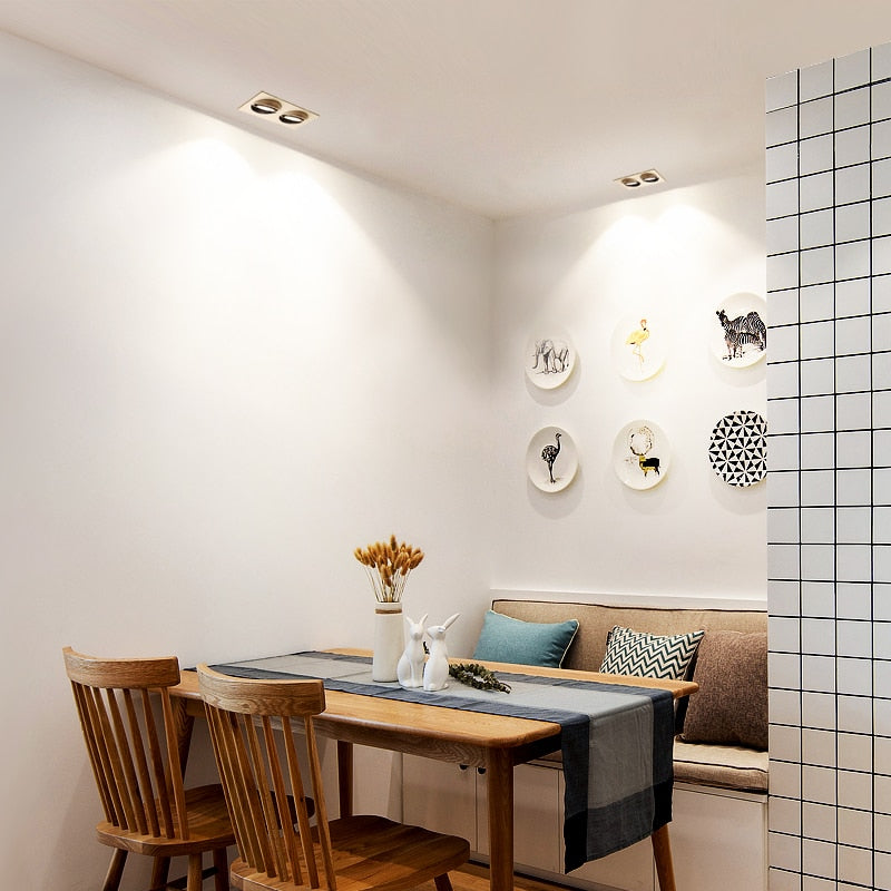 Square Dimmable Downlights 7W 9W 12W 14W 18W 24W LED Ceiling lamp recessed COB Ceiling Spot lights ac85-265V LED Indoor Lighting