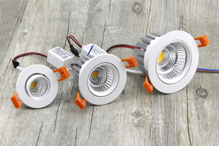 Dimmable LED Recessed Downlight 6W 9W 12W 15W 18W COB Chip LED Ceiling light Spot Lamp White/ Warm white/Natural White