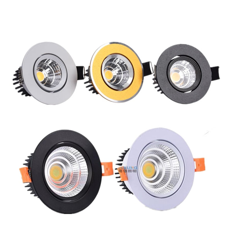 LED COB Downlight Dimmable AC110-240V 3W 5W 7W 9W 12W 15W 18W Recessed Ceiling Lamp Spot light Bulbs Lndoor Lighting