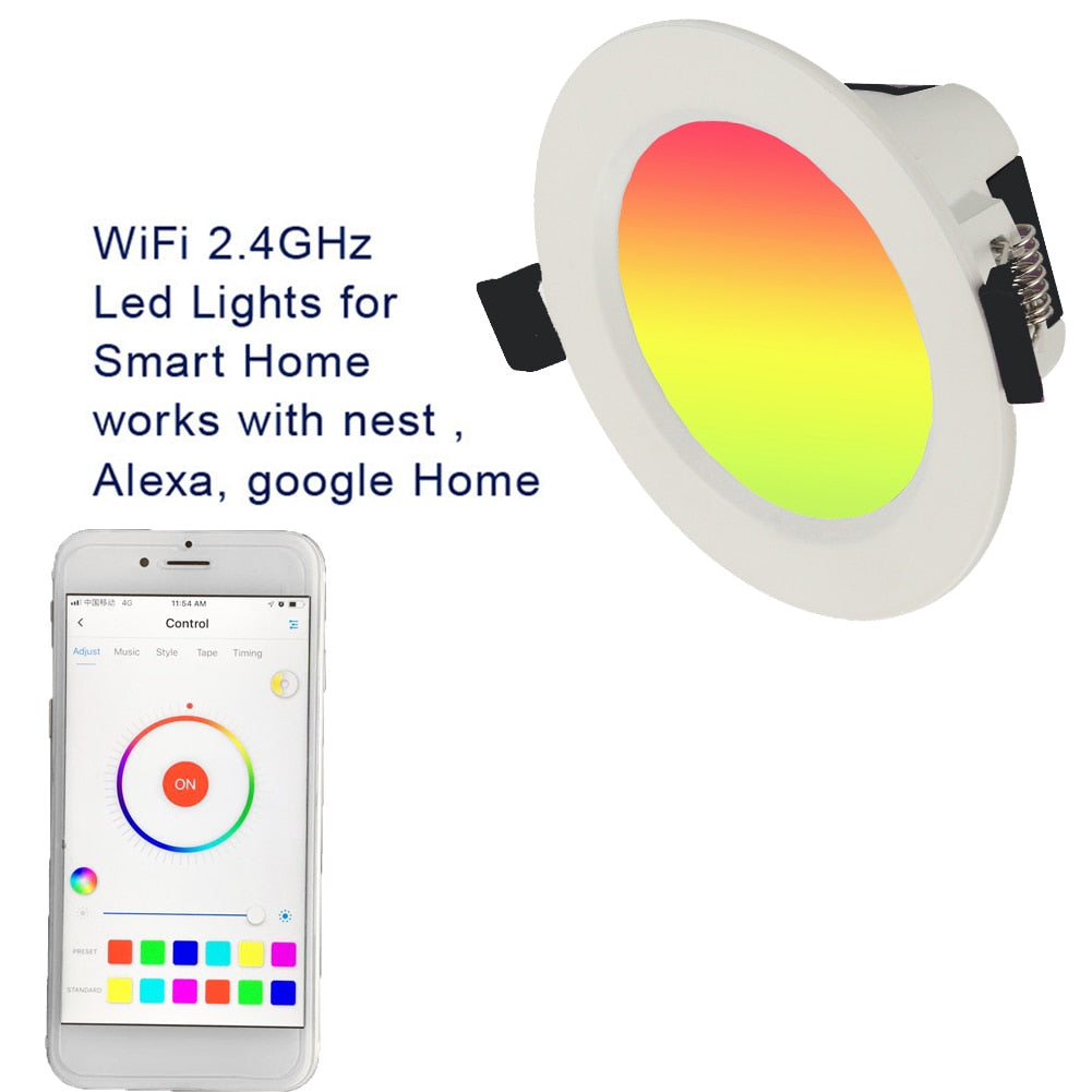 WIFI Smart LED Spot Light Tuya Smart Life Dimmable Downlight 7W RGB Change Warm Cool Ceiling Lamp Work with Alexa Google Home