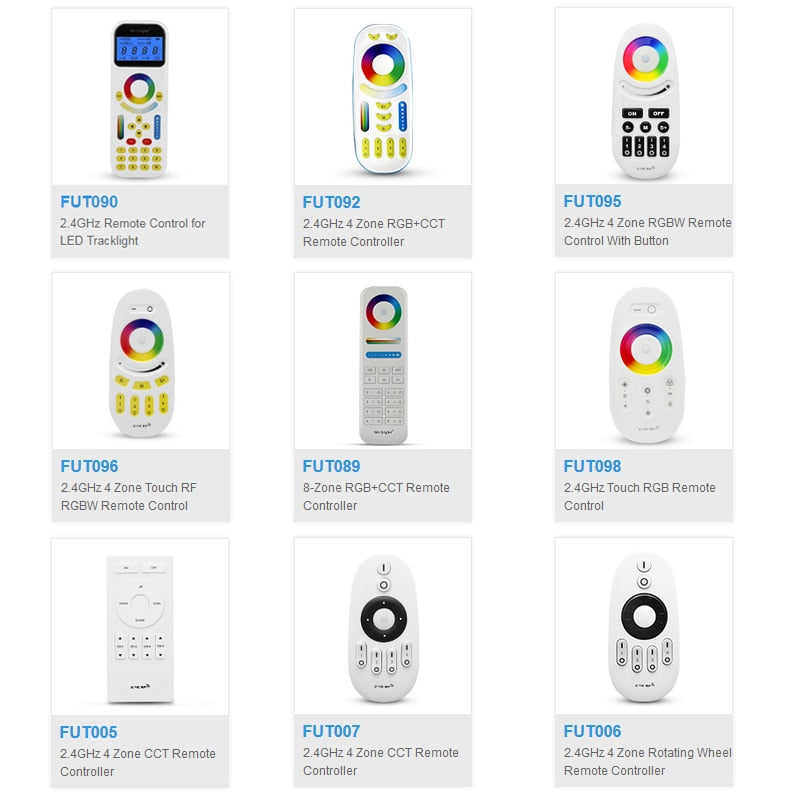 MiBOXER 2.4G 4 Zone 8 Zone wireless Remote RF RGBWW RGB CCT led Bulb LED downlight switch led strip panel light controller