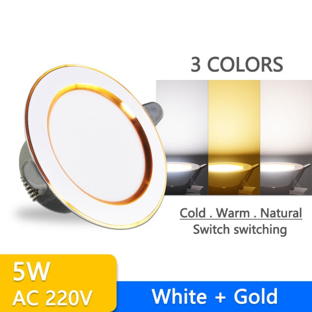New Downlight 3W 5W ceiling led downlight AC220V six color recessed led downlight Kitchen living room Indoor recessed light spot