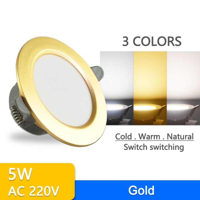 New Downlight 3W 5W ceiling led downlight AC220V six color recessed led downlight Kitchen living room Indoor recessed light spot