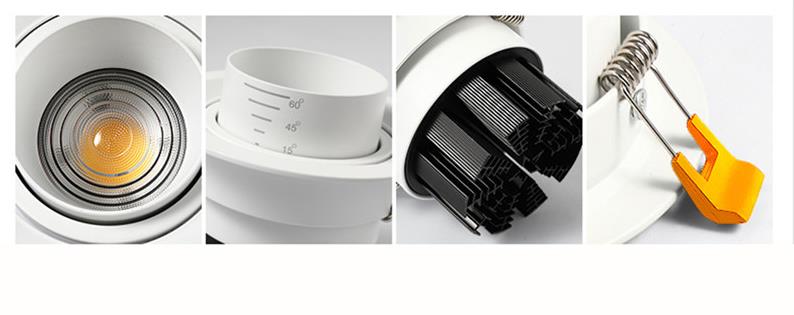 Dimbare Led Ingebed Zoom 15-60 Graden Cob Downlighters 8W 12W 15W 18W 21W 24W Plafondlamp Spot lichten AC110-220V Indoor Verlichti