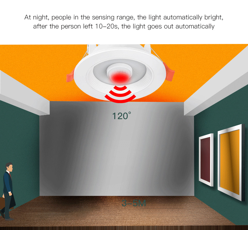 LED Downlight Night Light PIR Sensor Motion Recessed Ceiling Spotlight Lamp 20W 15W 10W 5W For Bathroom Kitchen Indoor Lights