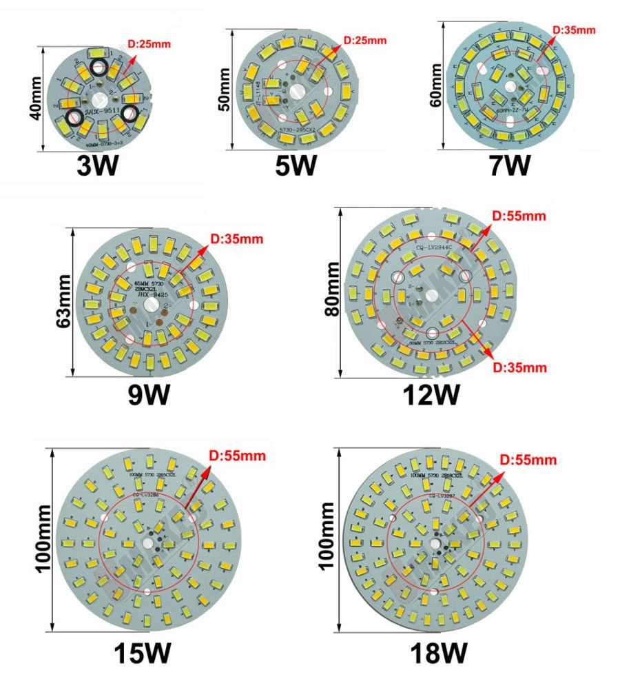 LED bulb dimming PCB board, Mix color aluminum plate base, Switch dimming board for downlight 9W 63mm 3W 5W 7W 9W available