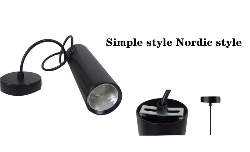 Hanging Wire Downlight 20CM/30CM/60CM Long Tube LED Downlight 3W/7W/12W COB Ceiling Light Cone Decorative Chandelier