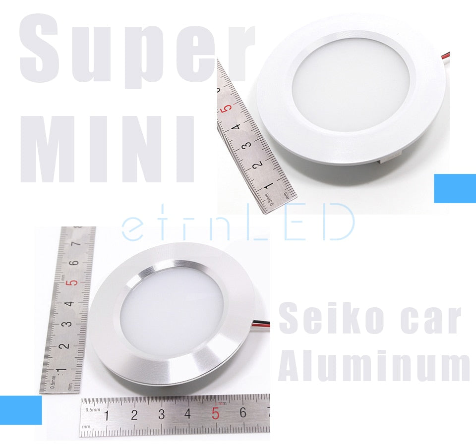 LED Mini LED Spot Round Ultra-Thin Concealed Recessed Downlight 12V 3W Under Cabinet Closet Wardrobe Motorhome Lamp Dimmable