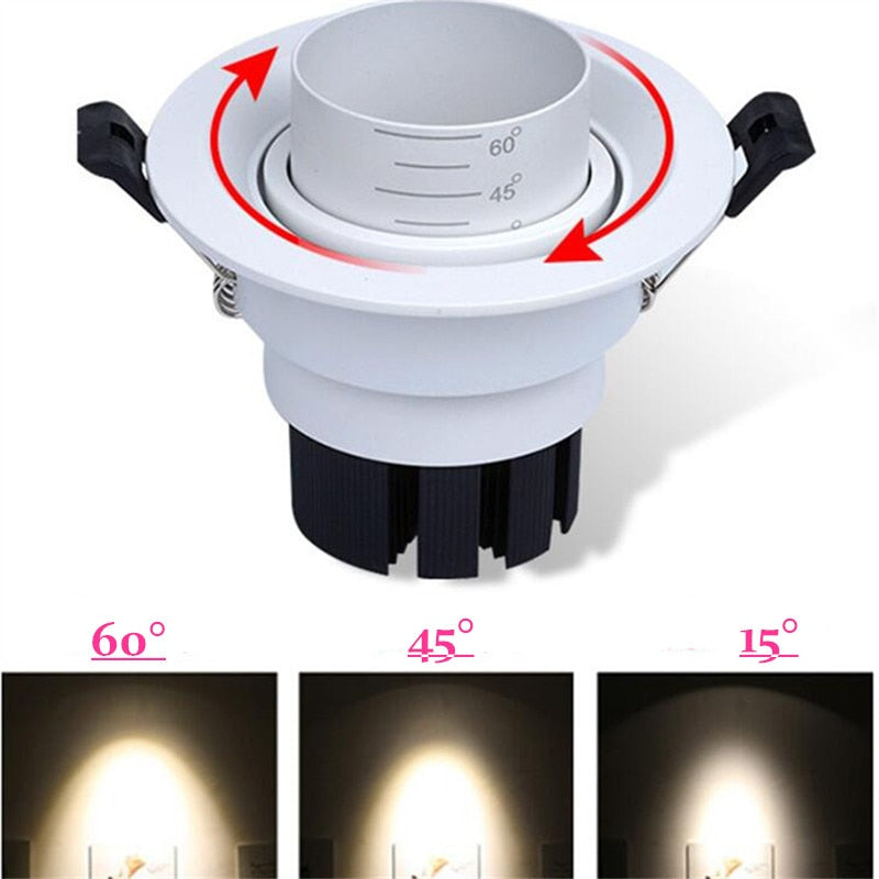 Dimmable LED Embedded Zoom 15-60 degrees COB Downlights 8W 12W 15W 18W 21W 24W Ceiling Lamp Spot Lights AC110-220V Indoor lighting