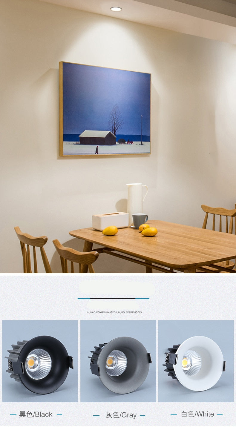 Dimmable recessed round LED Downlights COB Ceiling lamp Spot Lights 9W 12W 15W 18W LED Light led panel light Indoor Lighting