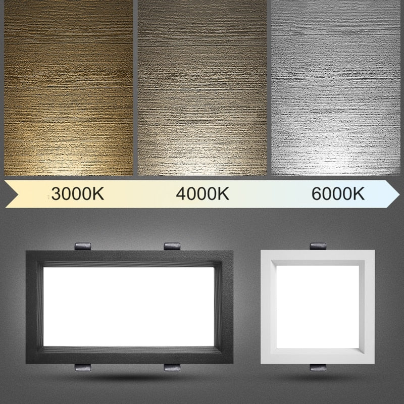 1Pcs square double-head downlight embedded LED ultra-thin hole light ceiling grille bold light 12W 18W 24W 36W