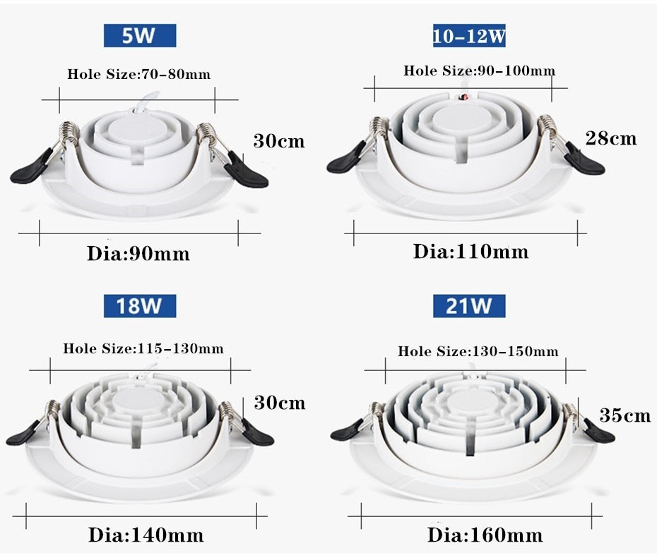 Ultra Thin LED Downlight 5W 10W 12W Recessed Round LED Ceiling Lamp 220V 110V LED Spot Lighting Bedroom Kitchen Indoor Lighting