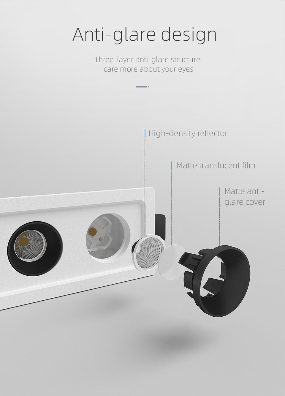 Aisilan led Grille Anti-glare Spot Light embedded downlight line lights Rectangle Ceiling Lamp 24W office Home Shop Decor
