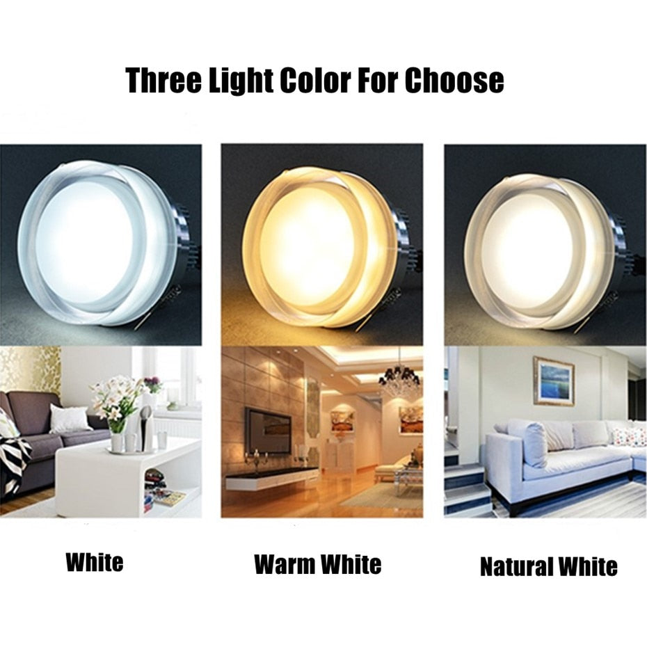 Crystal LED downlight 5W 10W 12W Dimmable led spot light AC220V 110V led recessed ceiling lamp For home illumination