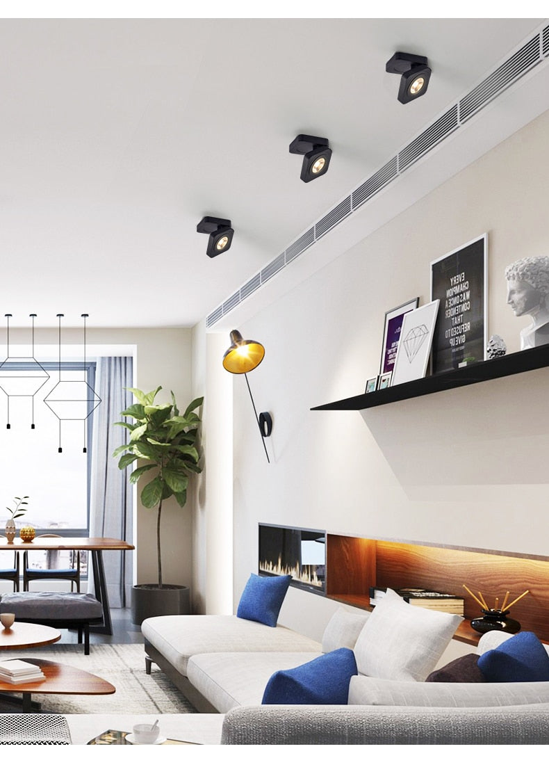 Folding COB LED Downlights 7W 10W 12W 15W Surface Mounted Led Ceiling Lamps Spot Light 360 Degree Rotation Downlights