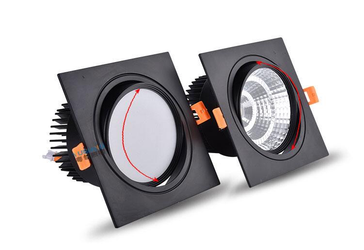 Dimmable LED COB Spotlight Ceiling lamp 9W 12W 15W Aluminum recessed downlights square