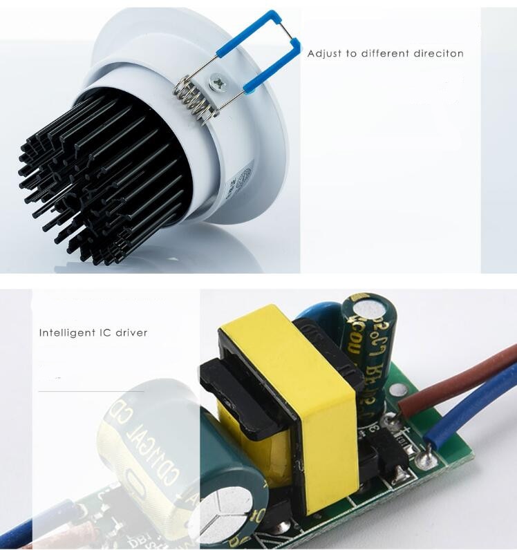 Dimmable LED COB Spotlight Ceiling lamp 9W 12W 15W Aluminum recessed downlights square