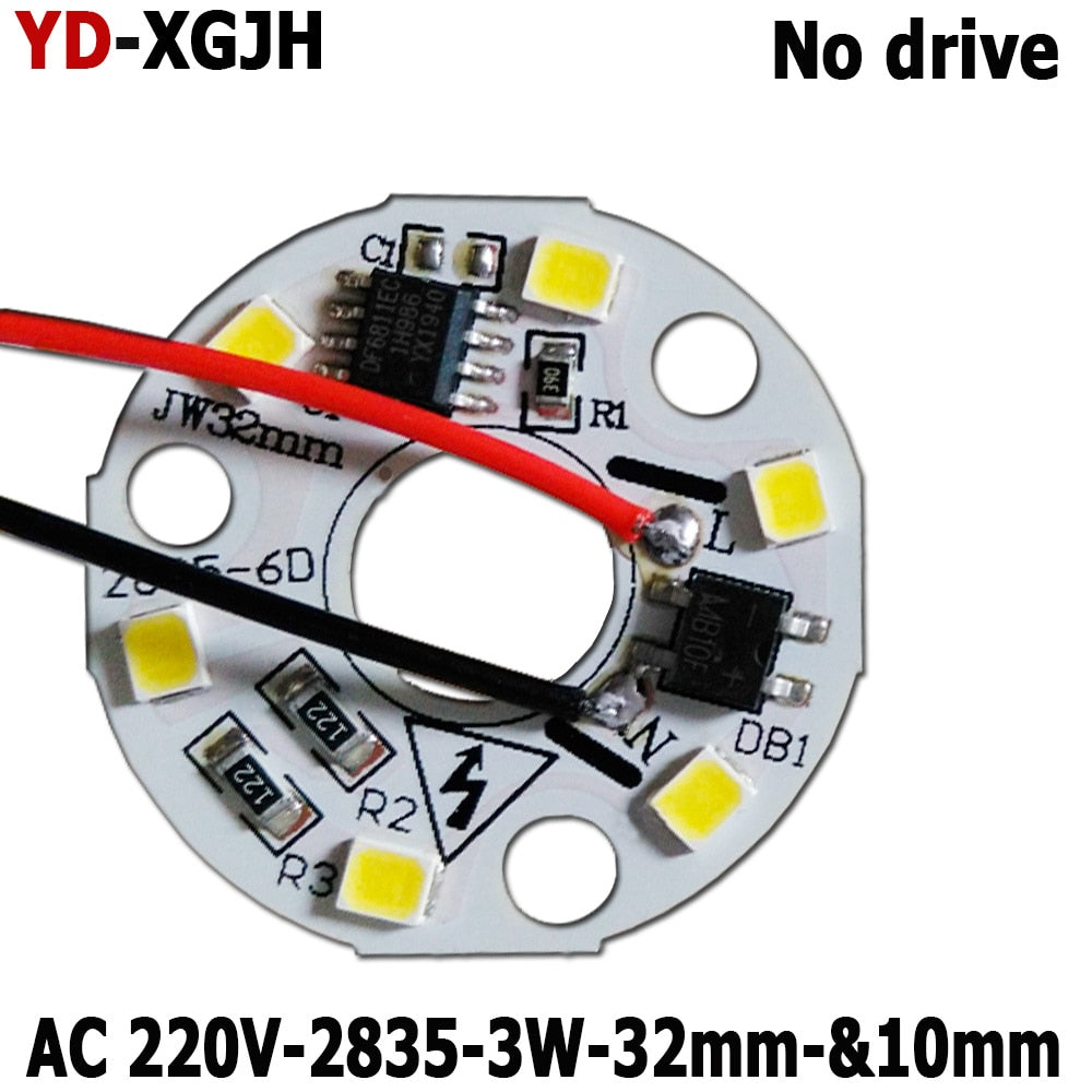 Drive free led pcb SMD2835 3W 32mm &10mm integrated ic driver Led Light Source For Chandelier crystal lamp Downlight Warm White
