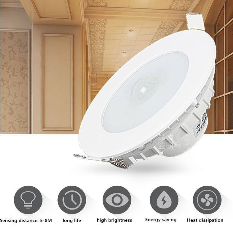 LED Recessed Ceiling Light 6W/9W/12W no flicker PIR Motion Sensor LED Downlight light AC 200-240V