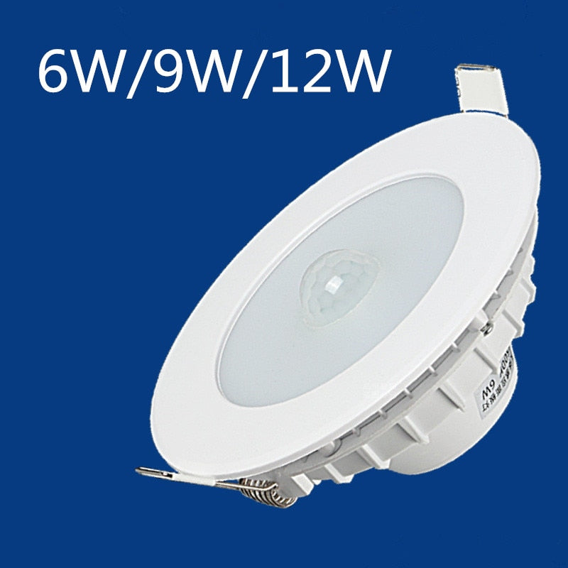 LED Recessed Ceiling Light 6W/9W/12W no flicker PIR Motion Sensor LED Downlight light AC 200-240V