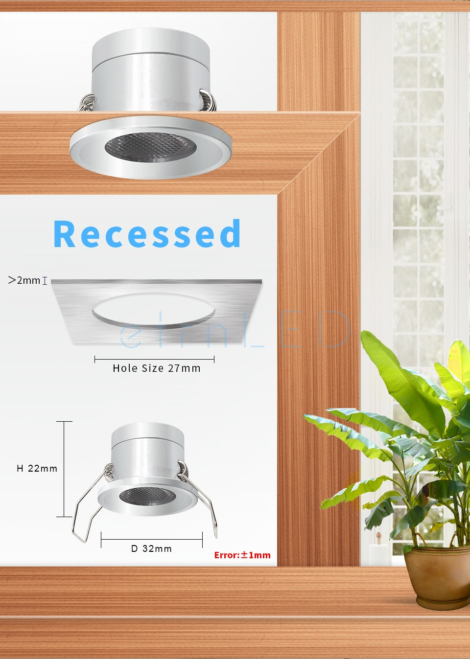 etrnLED 12V Led Spotlights Mini Down Light 1W Indoor Recessed Ceiling Spots Lamp for Home Showcase Cabinet Small Dimmable Focus