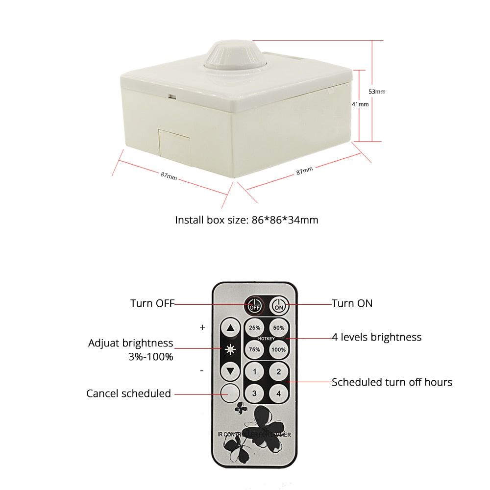 IR Remote Dimmer Controller for spot led lights Switch Dimmable Adjustable Brightness downlight spotlight Bulb Lamps Module