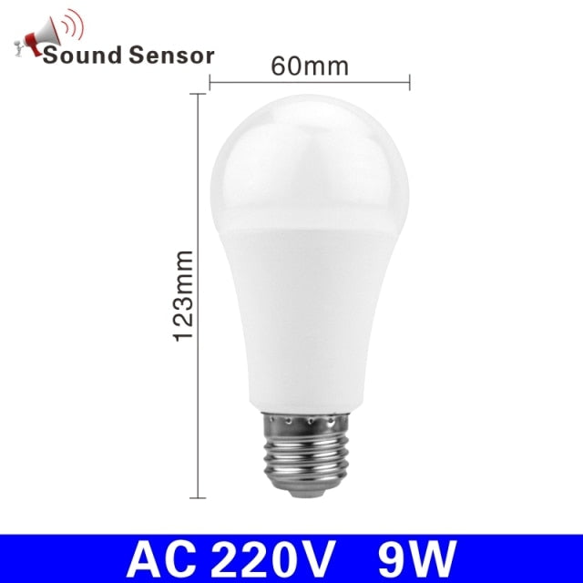 LED Sound Motion Sensor Bulb 5W 7W 9W 12W E27 220V LED White Light Bulb For Stair Hallway Night Light Pathway Lampada LED Lamp