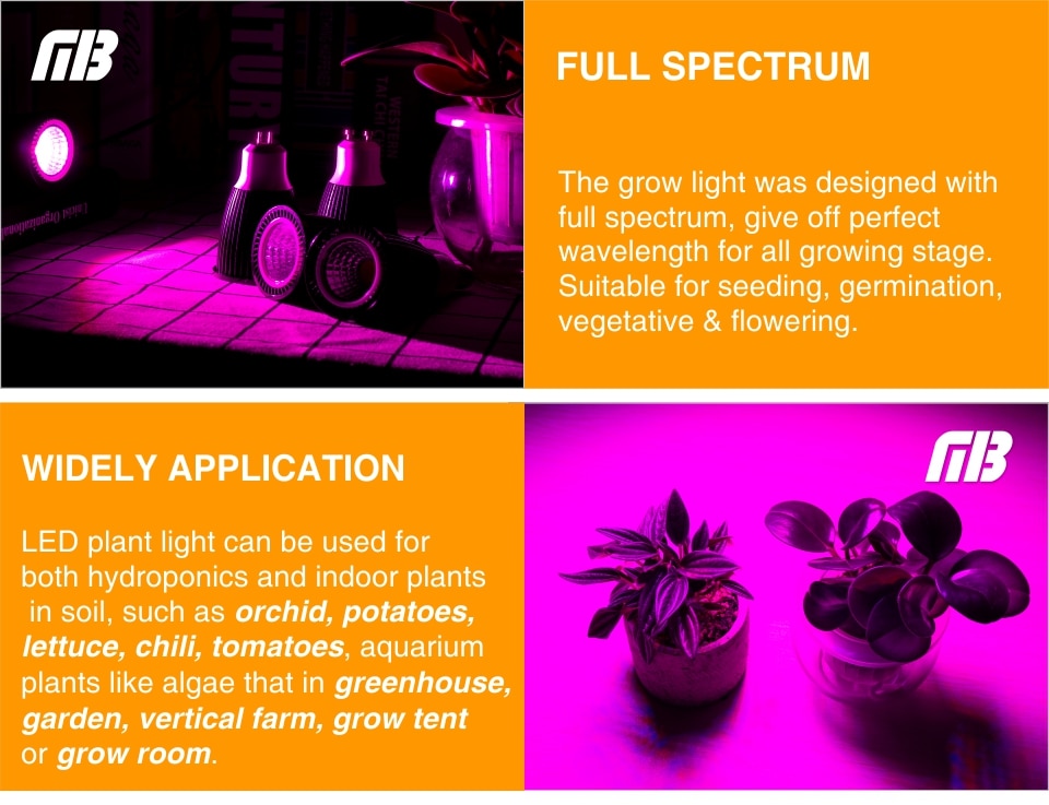 LED Bulb Full Spectrum Spotlight 6 PCS GU10 MR16 E27 E14 Day Cold Warm White Grow Light 220V 240V COB Chip For Downlight Lampara