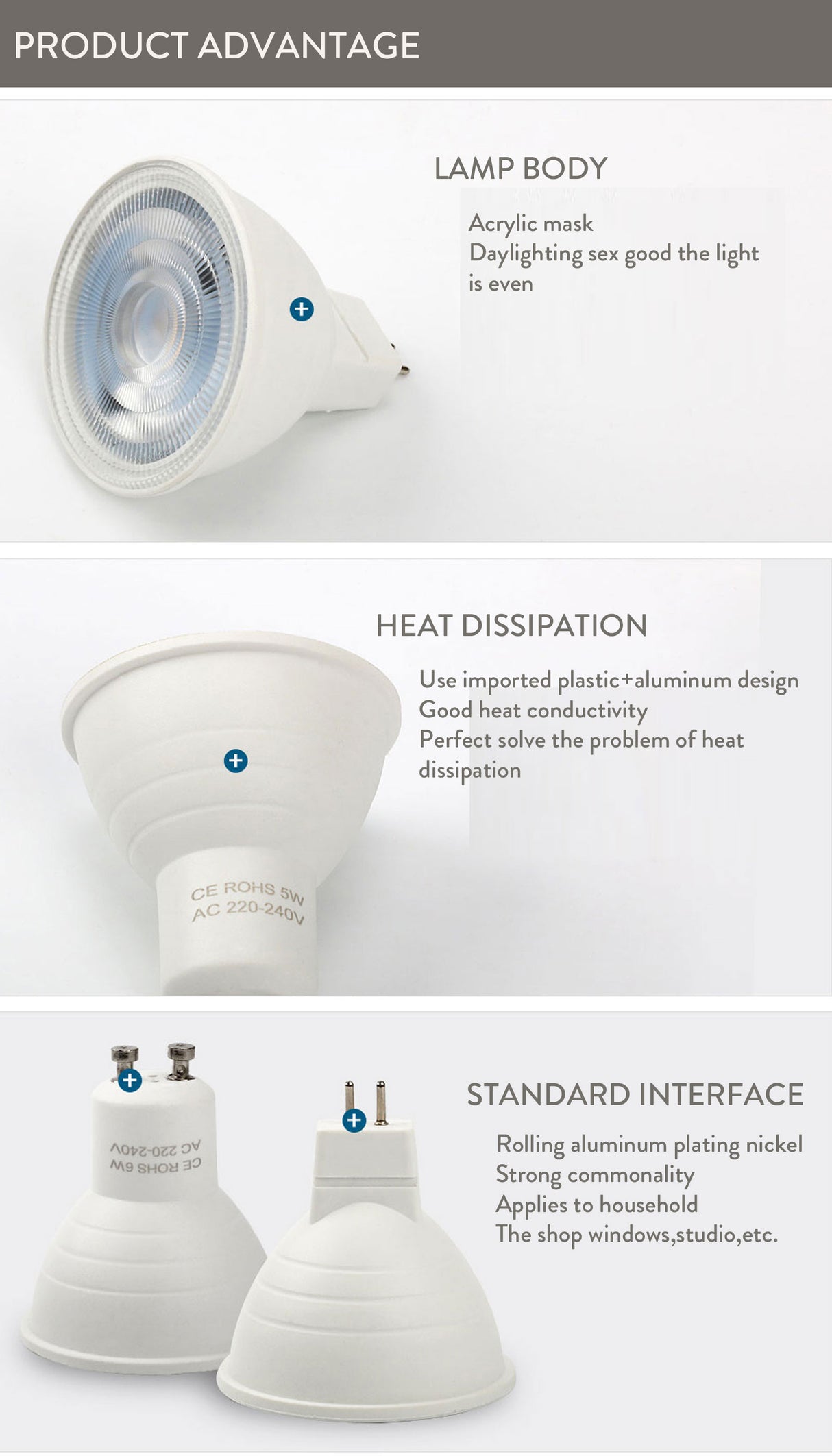 Dimmable LED Spotlight 5X GU10 MR16 GU5.3 7W 220V 110V COB Light Bulb Super Bright Table Lamp Downlight Cool White Warm White