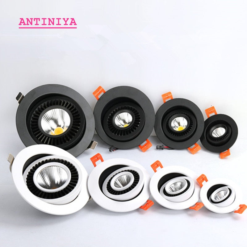Dimmable recessed LED Downlights 360 degree rotation adjustable 7W 9W 12W 15W 18W Ceiling lamp Spot light For Home Lighting