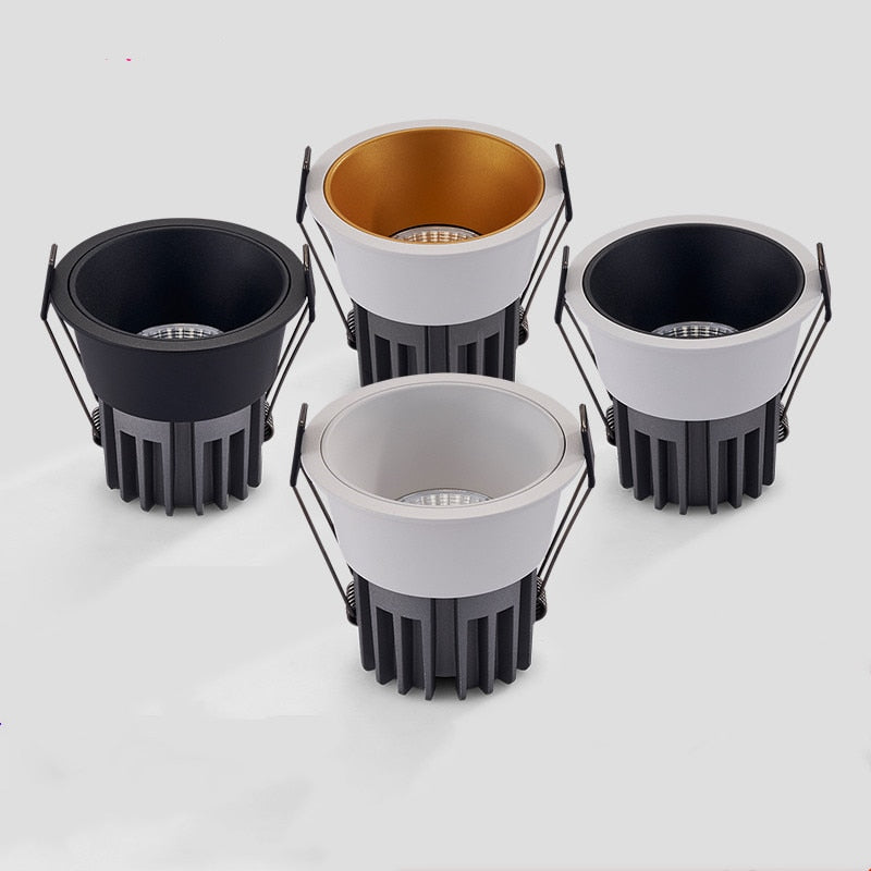 Dimmable anti-glare COB LED downlight, ceiling light, backlight, indoor lighting, AC85-265V, 9W / 12W / 15W / 18W / 20W